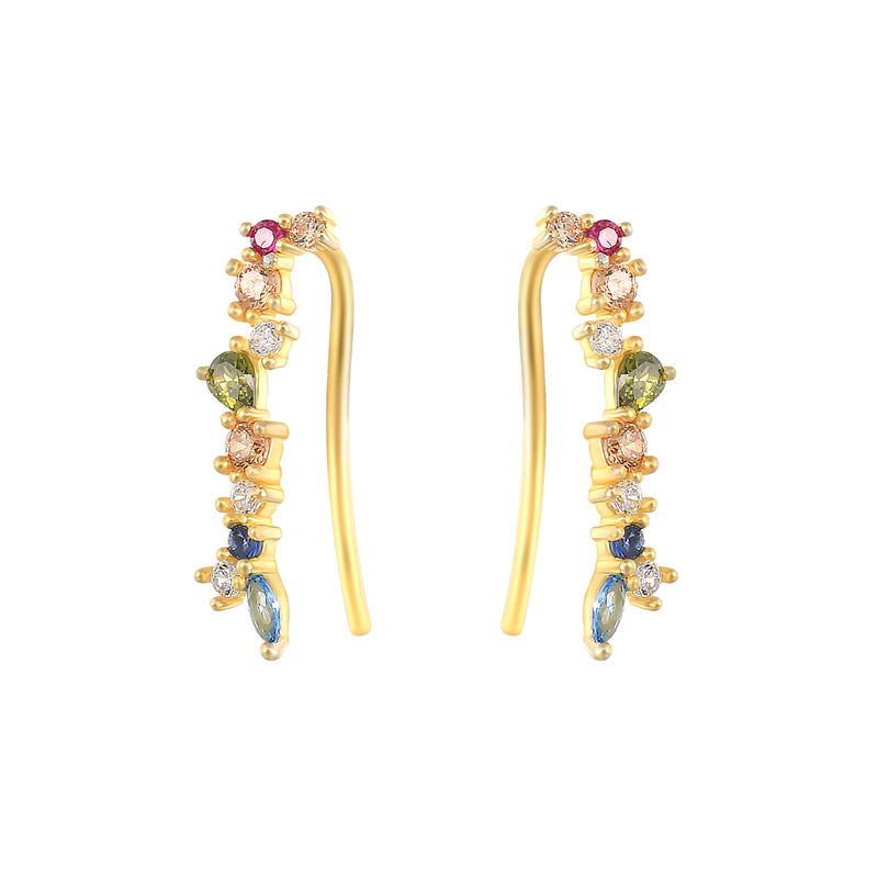 Sterling Silver Gem Climber Earrings