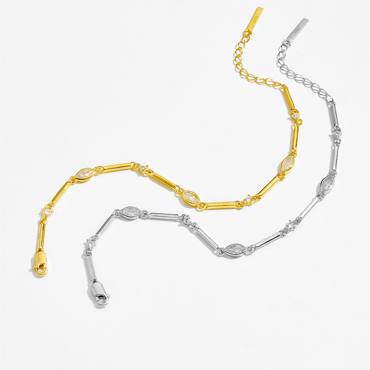 Sterling Silver Marquise Bar Bracelet