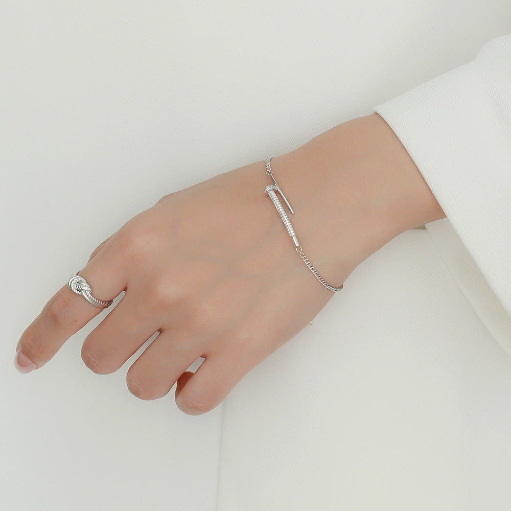 Sterling Silver Double Line Pendant Bracelet