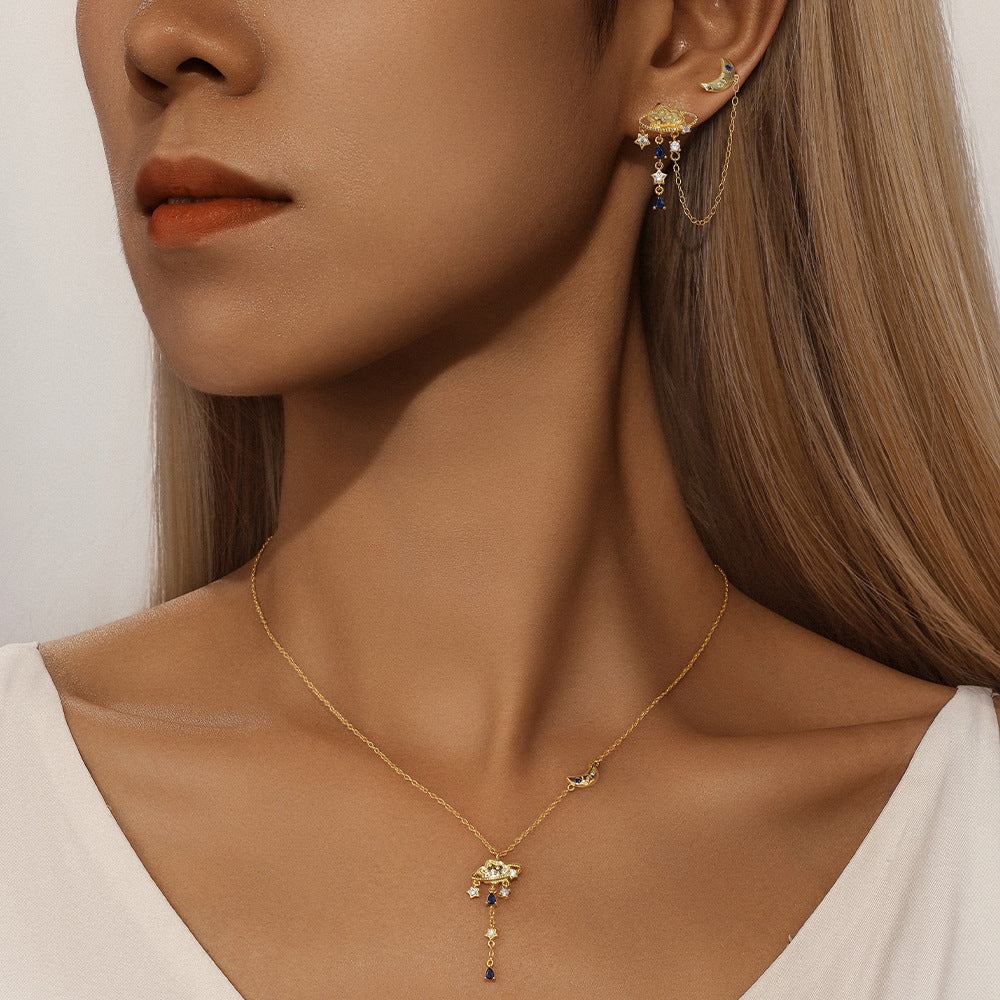 Sterling Silver Cloud & Star Pendulum Necklace