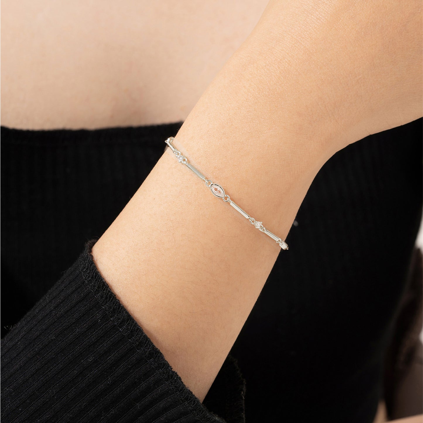 Sterling Silver Marquise Bar Bracelet