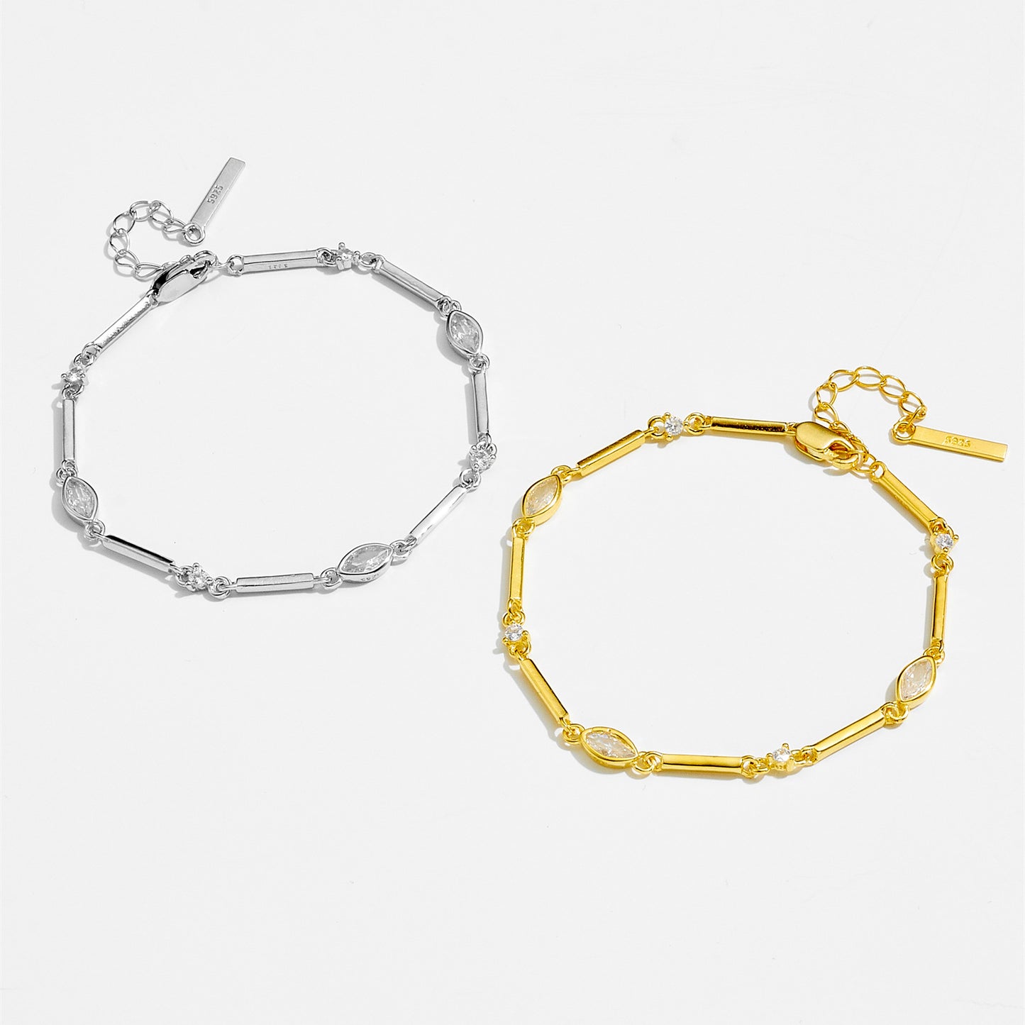 Sterling Silver Marquise Bar Bracelet