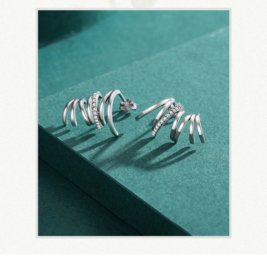 Sterling Silver Abstract Spiral Stud
