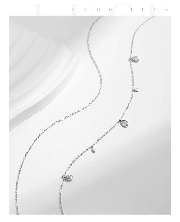Sterling Silver & Moissanite Layer Water Drop Necklace