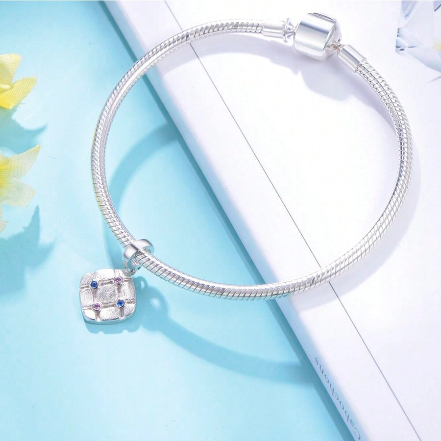 Sterling Silver Lattice Pattern Charm / Pendant