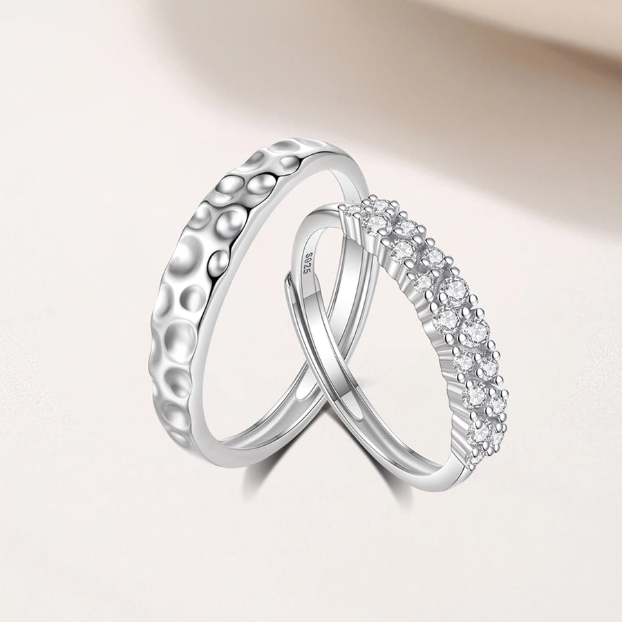 Sterling Silver Crater & Eternity Band Set