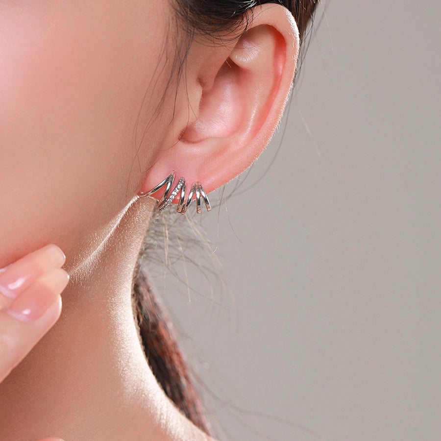 Sterling Silver Abstract Spiral Stud
