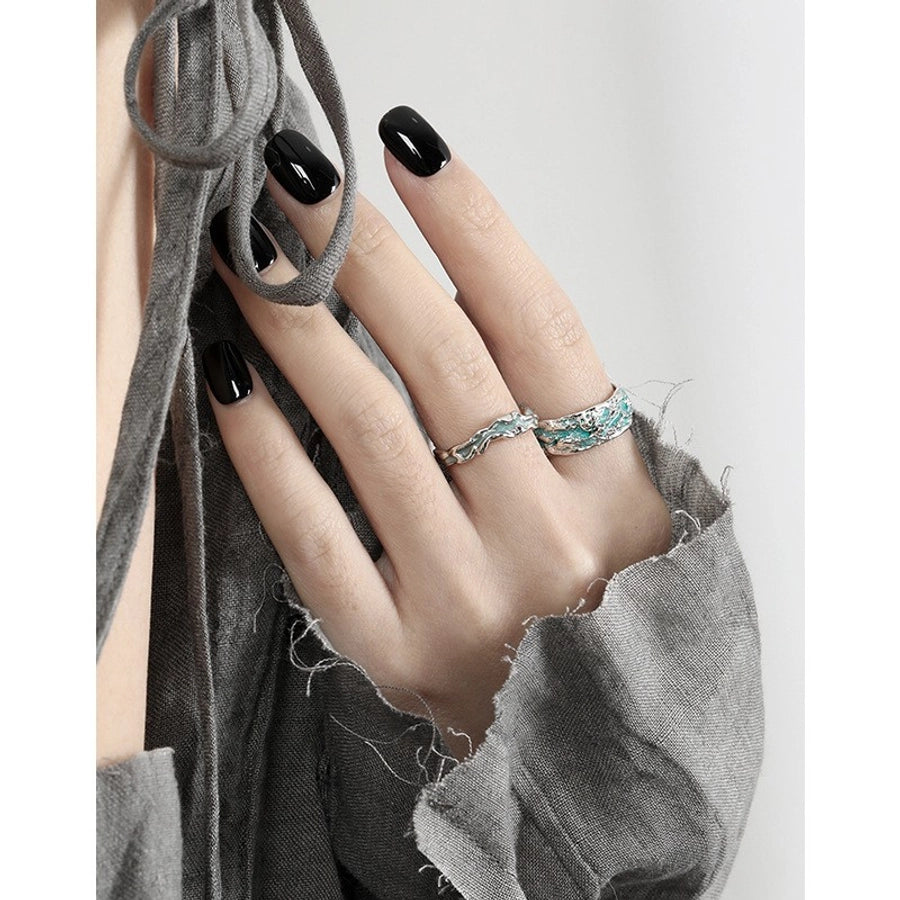 Sterling Silver Epoxy Ocean Wave Ring