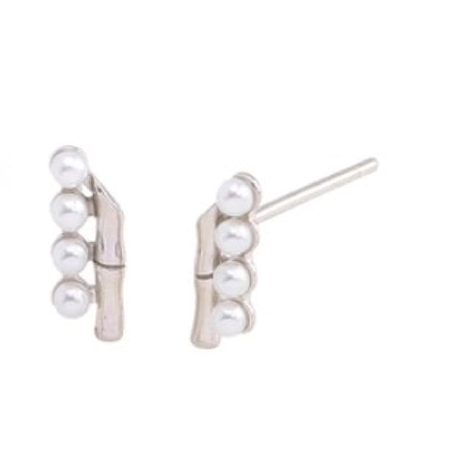 Sterling Silver geometric studs with pearls