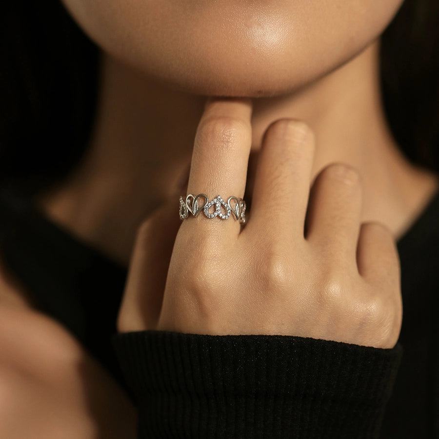 Sterling Silver Heart Open Ring