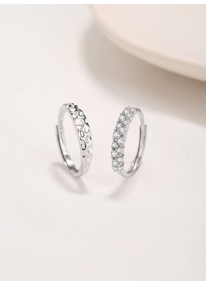 Sterling Silver Crater & Eternity Band Set