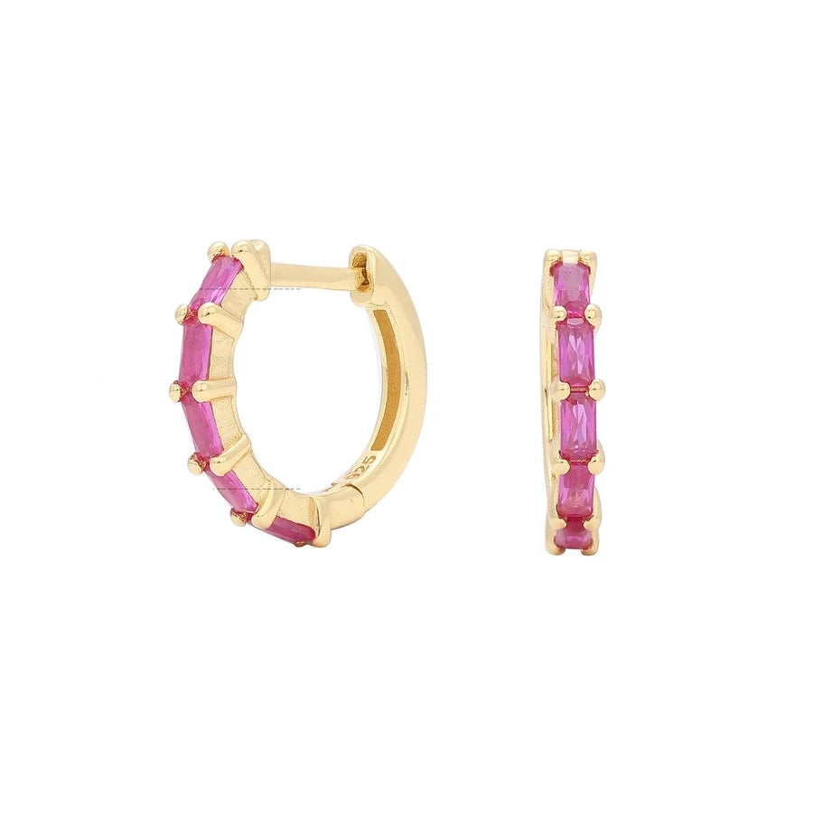 Sterling Silver Retro Hoop Earrings in 9 Colours
