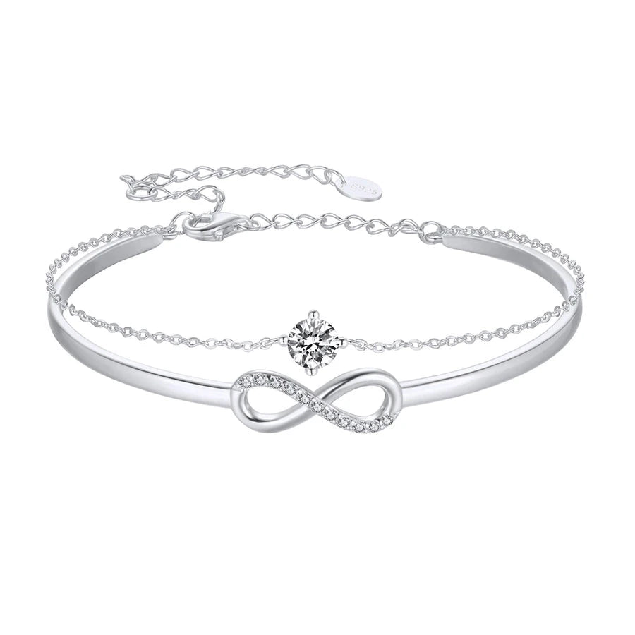 Sterling Silver Infinity Double Layer Bracelet