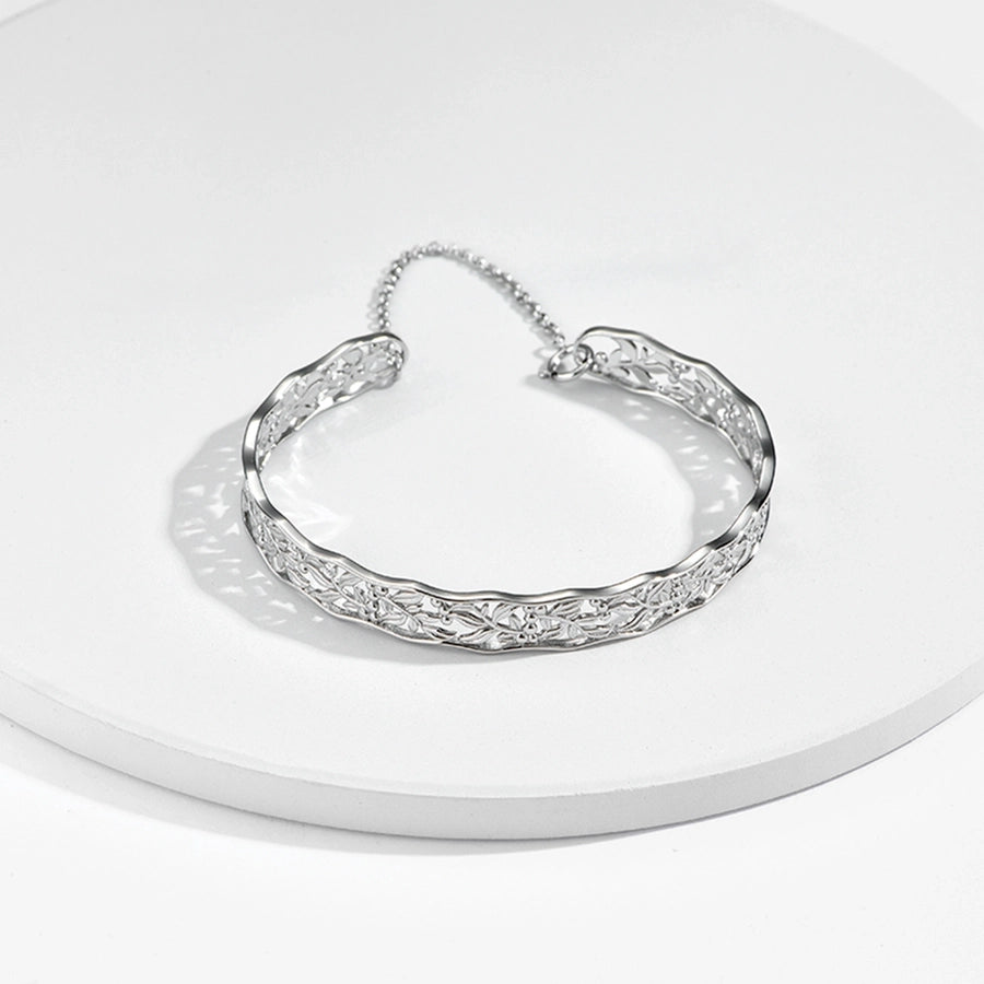Sterling Silver Leaf Hollow Out Bracelet