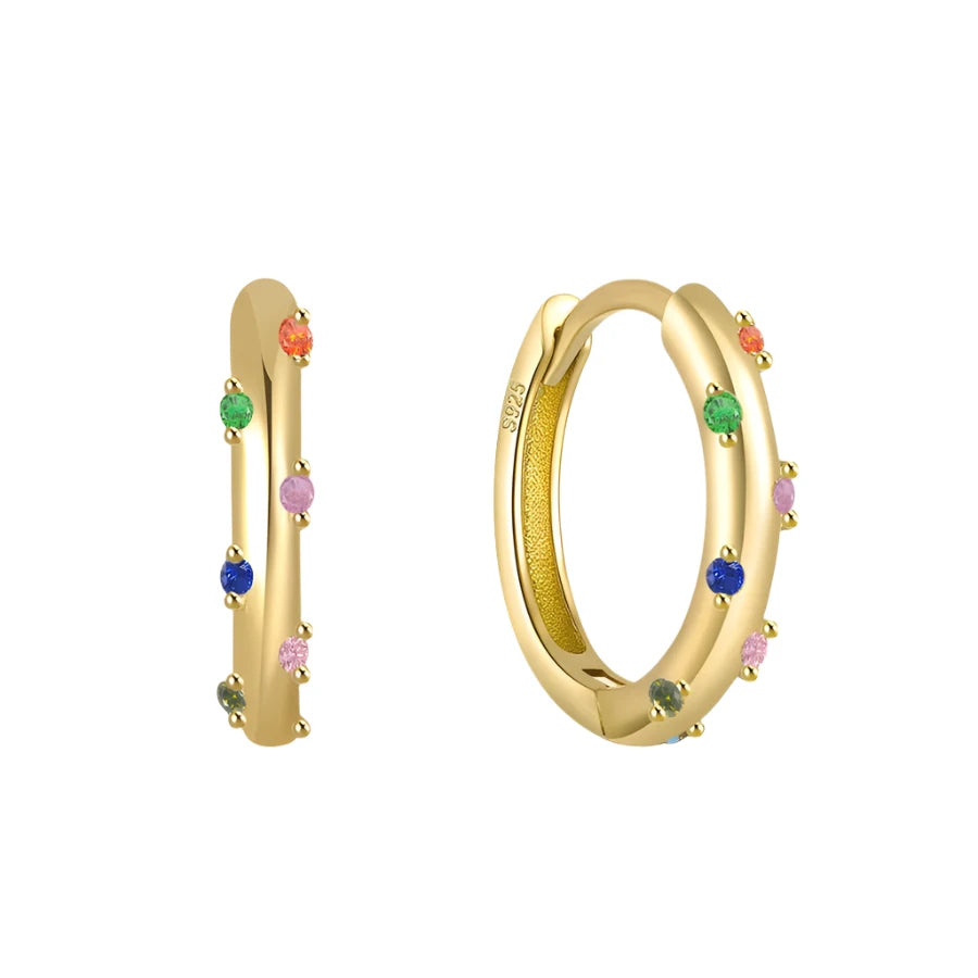 Sterling Silver Hoops with Dainty Accents in 6 colours