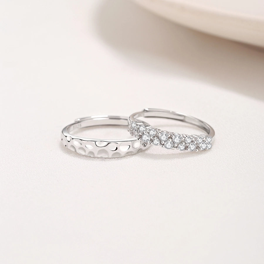 Sterling Silver Crater & Eternity Band Set