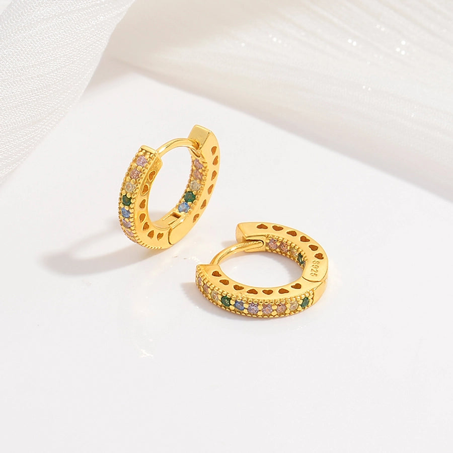 Sterling Silver Gold Plated Earrings with Heart Emboss