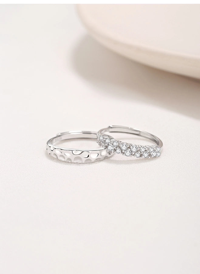 Sterling Silver Crater & Eternity Band Set