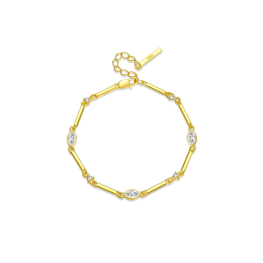Sterling Silver Marquise Bar Bracelet