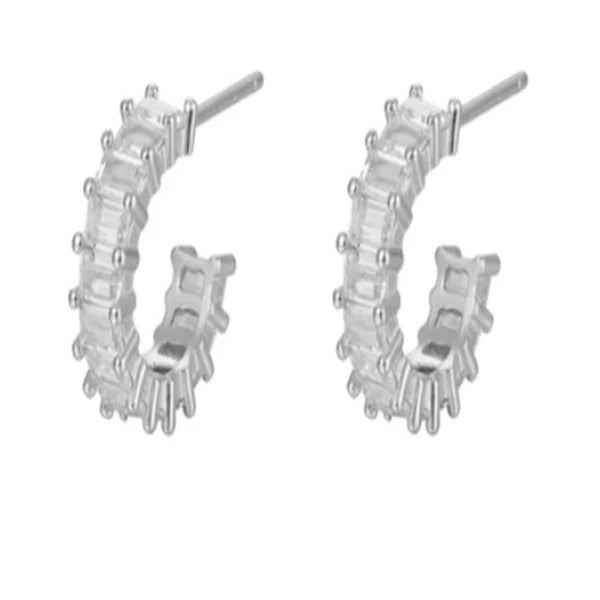 Sterling Silver Open Hoop Colour Gem Earrings