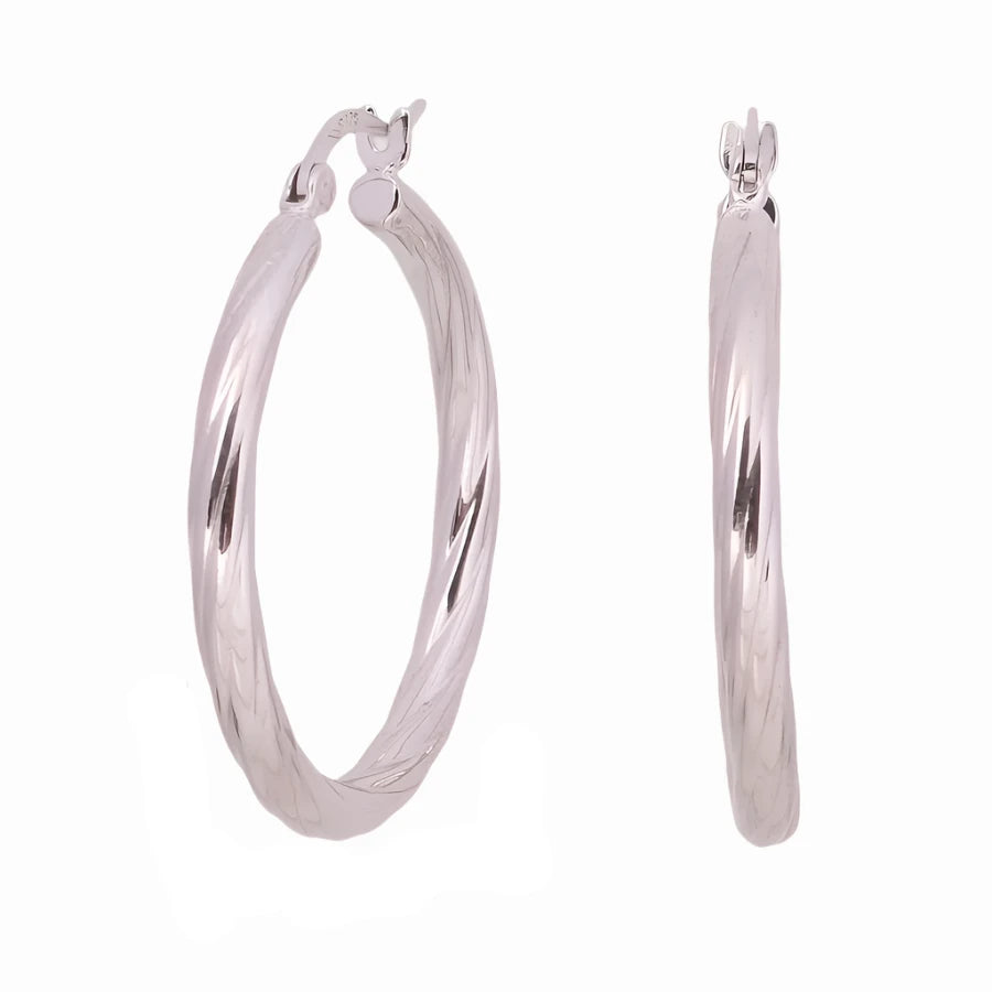 Sterling Silver Ocean Waves Hoop Earrings