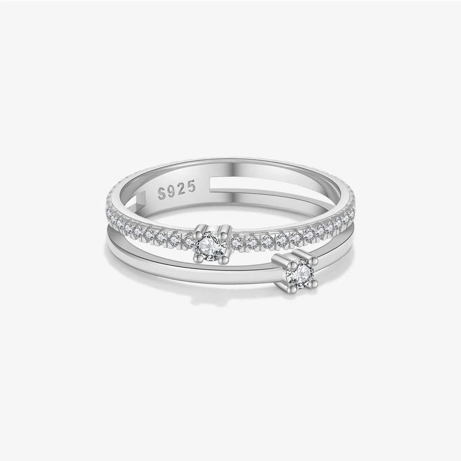 Sterling Silver Double Band Bling Ring