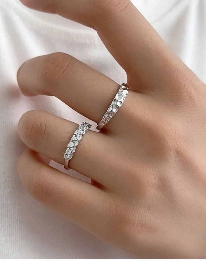 Sterling Silver Crater & Eternity Band Set