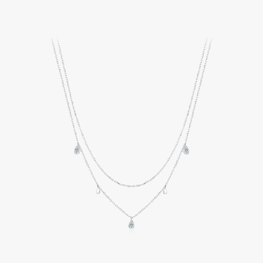 Sterling Silver & Moissanite Layer Water Drop Necklace