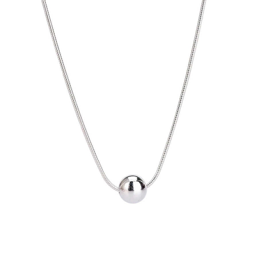 Sterling Silver Minimalist Ball Pendant Necklace