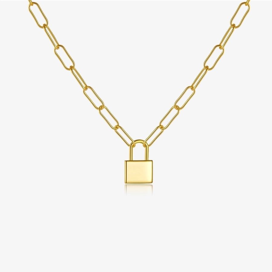 Sterling Silver Link Chain with Padlock Pendant