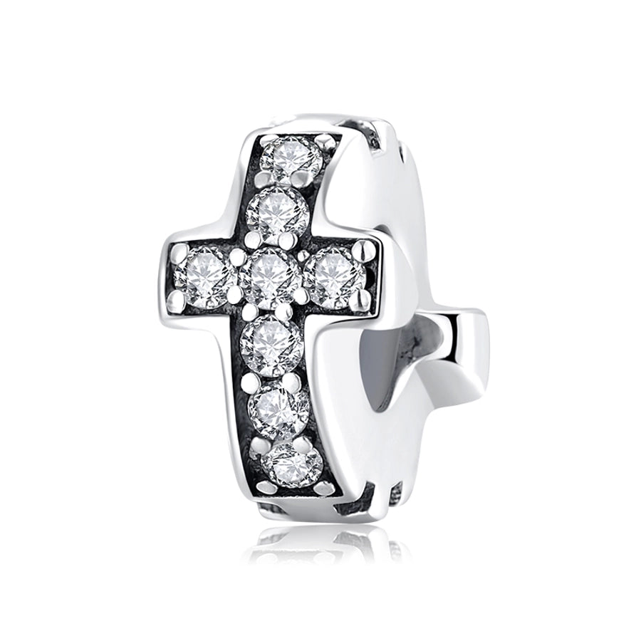 Sterling Silver Bow & Cross Bling Charms