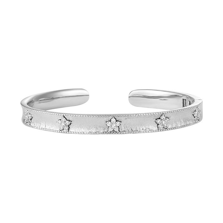 Sterling Silver Textured Ring & Bracelet Set with Petal Bling