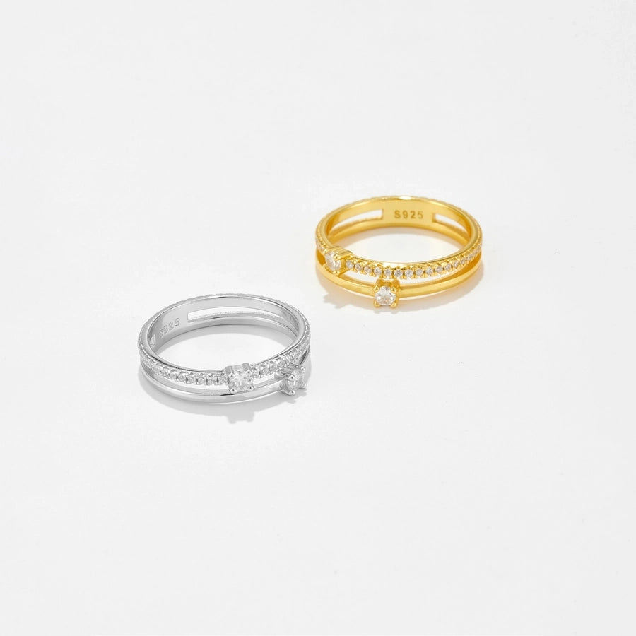 Sterling Silver Double Band Bling Ring