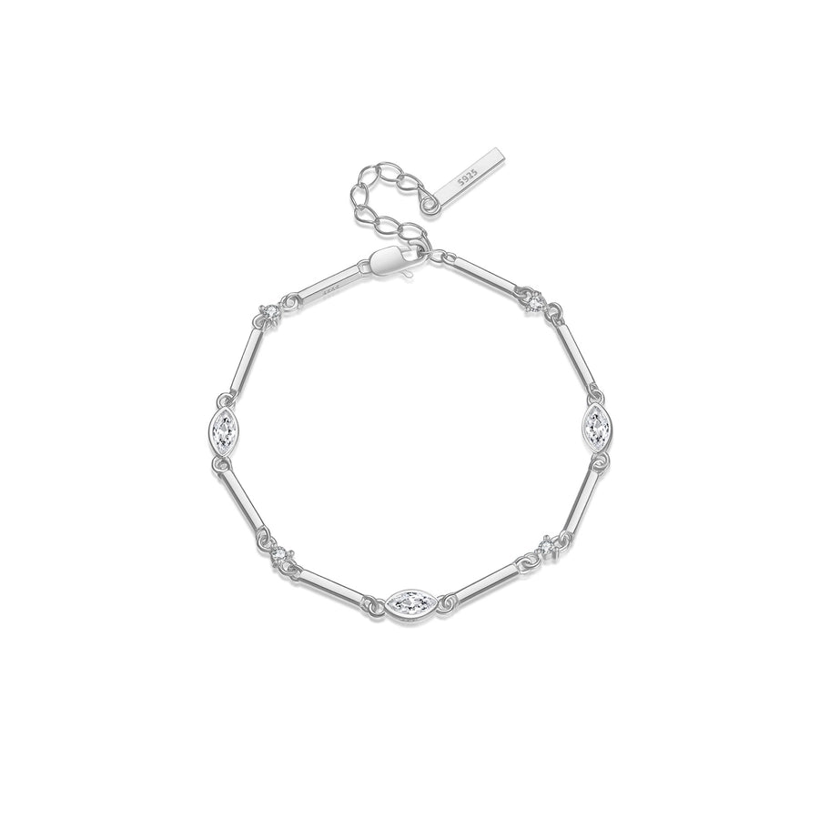 Sterling Silver Marquise Bar Bracelet