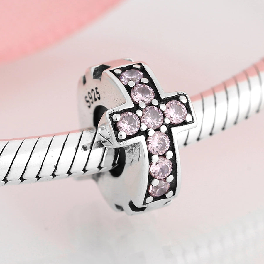 Sterling Silver Bow & Cross Bling Charms