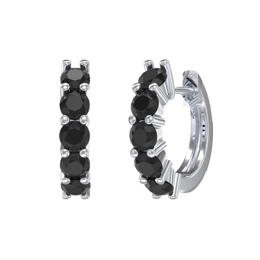 Sterling Silver Huggie Sparkle Earrings
