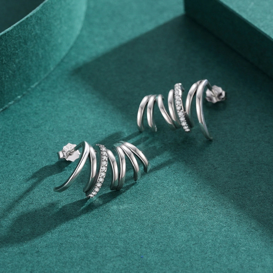 Sterling Silver Abstract Spiral Stud