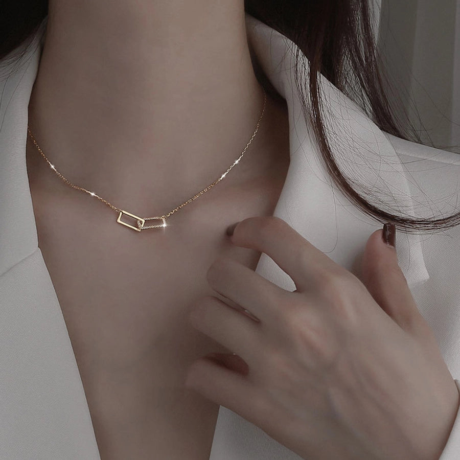 Sterling Silver Geometric Intertwined Pendant Necklace