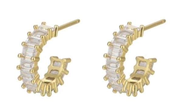 Sterling Silver Open Hoop Colour Gem Earrings