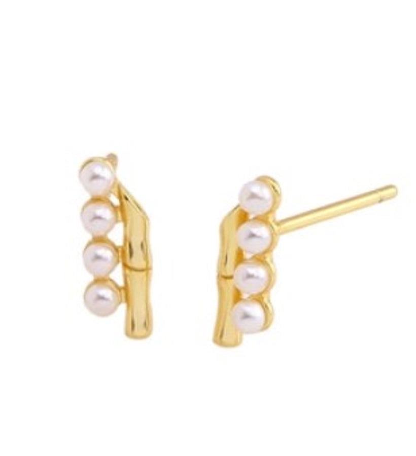 Sterling Silver geometric studs with pearls