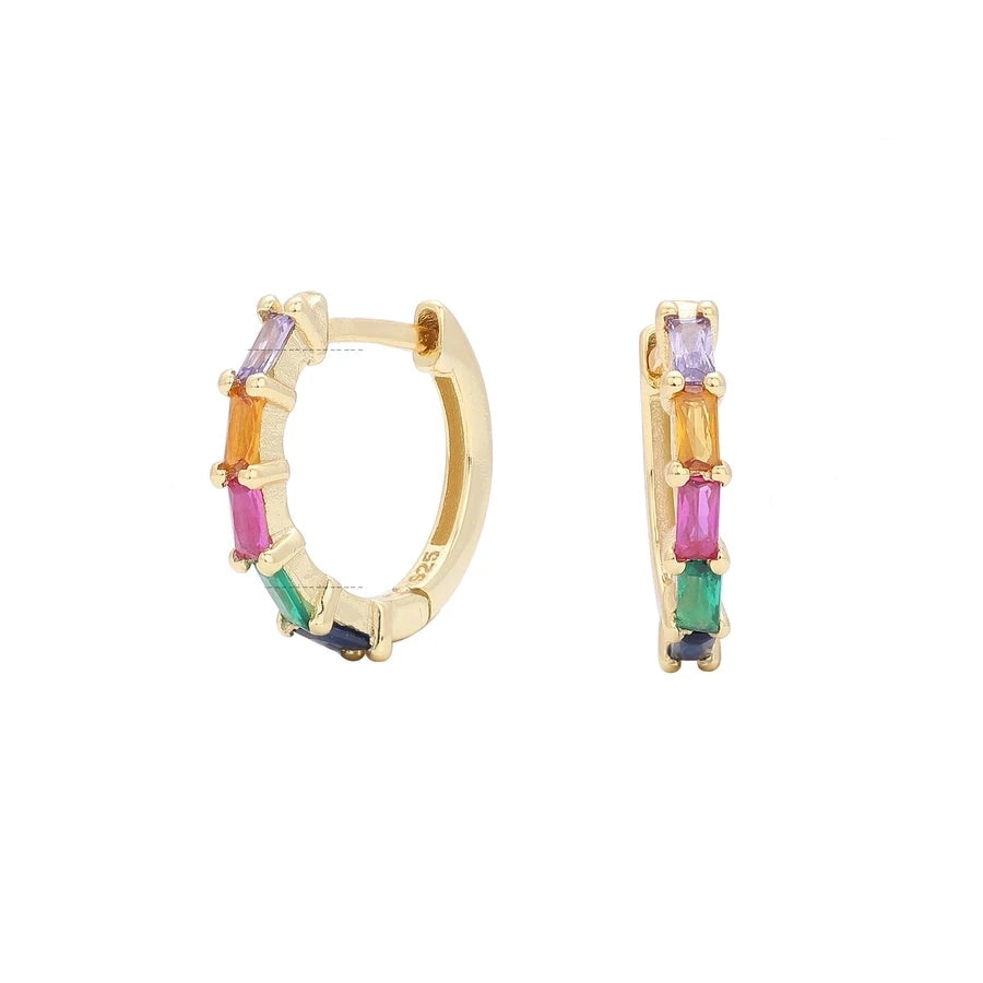 Sterling Silver Retro Hoop Earrings in 9 Colours