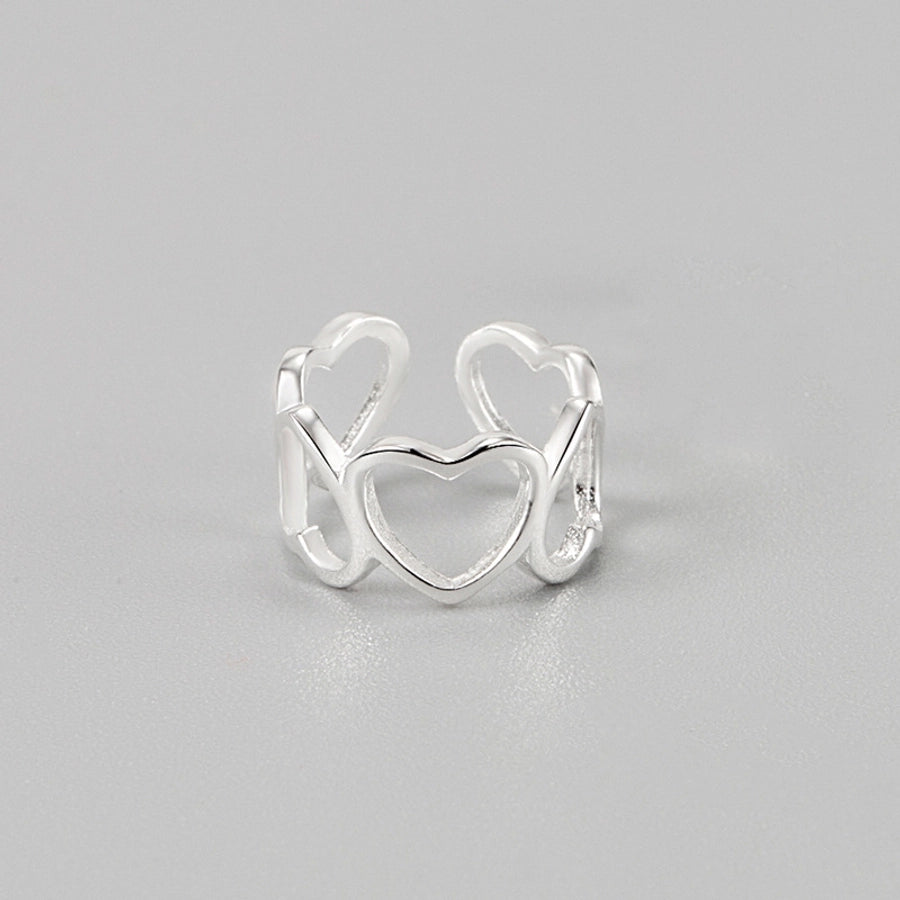 Sterling Silver Hollow Heart Ear Cuff