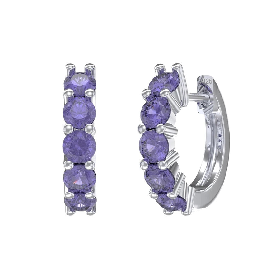 Sterling Silver Huggie Sparkle Earrings
