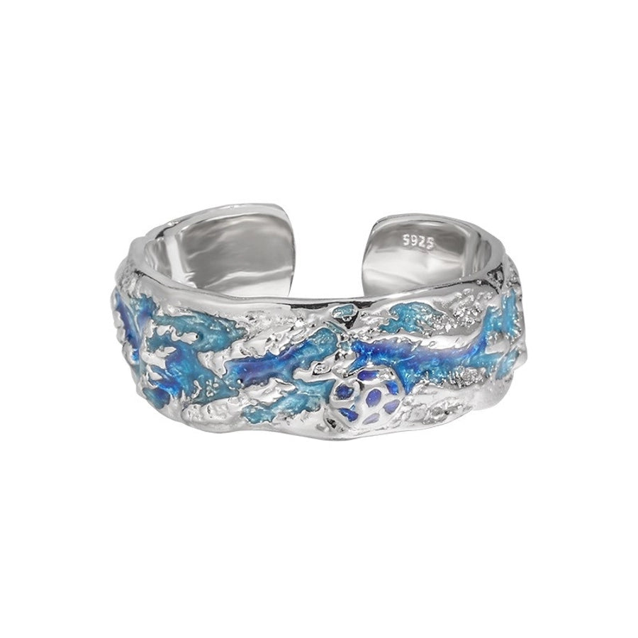 Sterling Silver Epoxy Ocean Wave Ring