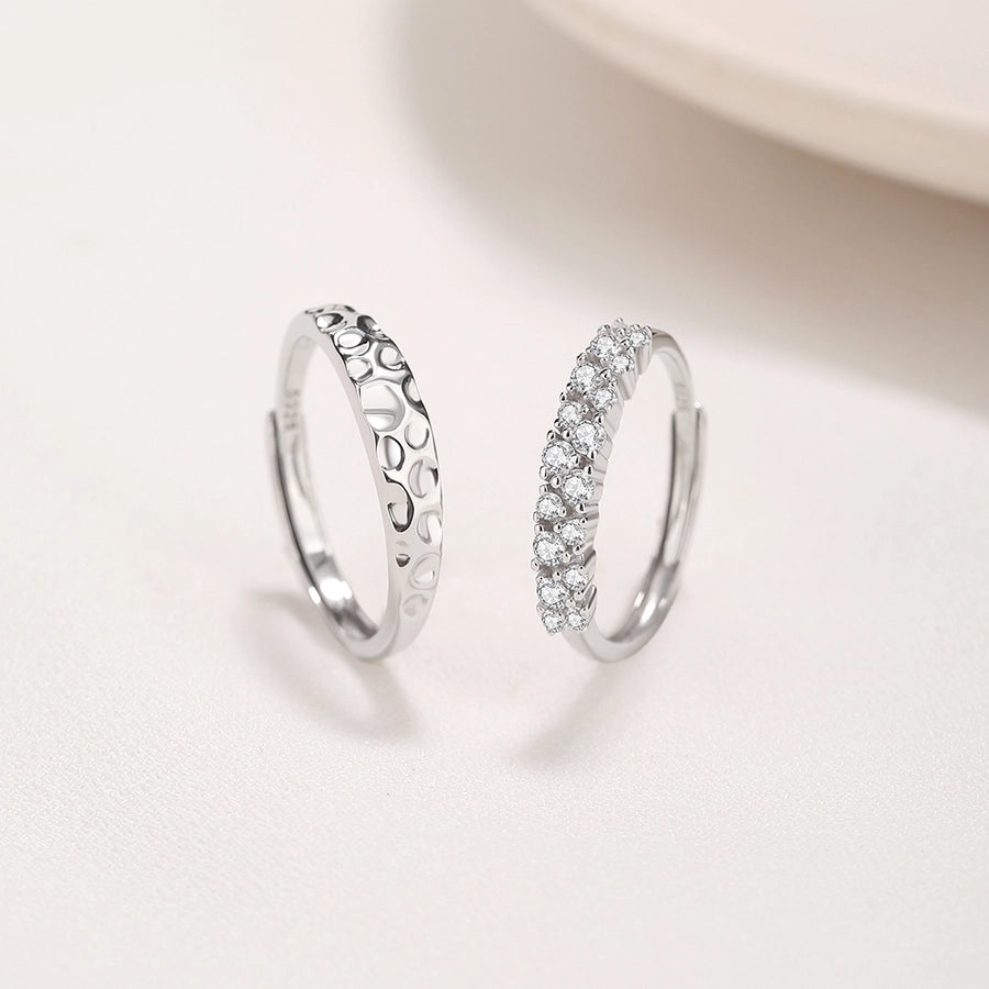Sterling Silver Crater & Eternity Band Set