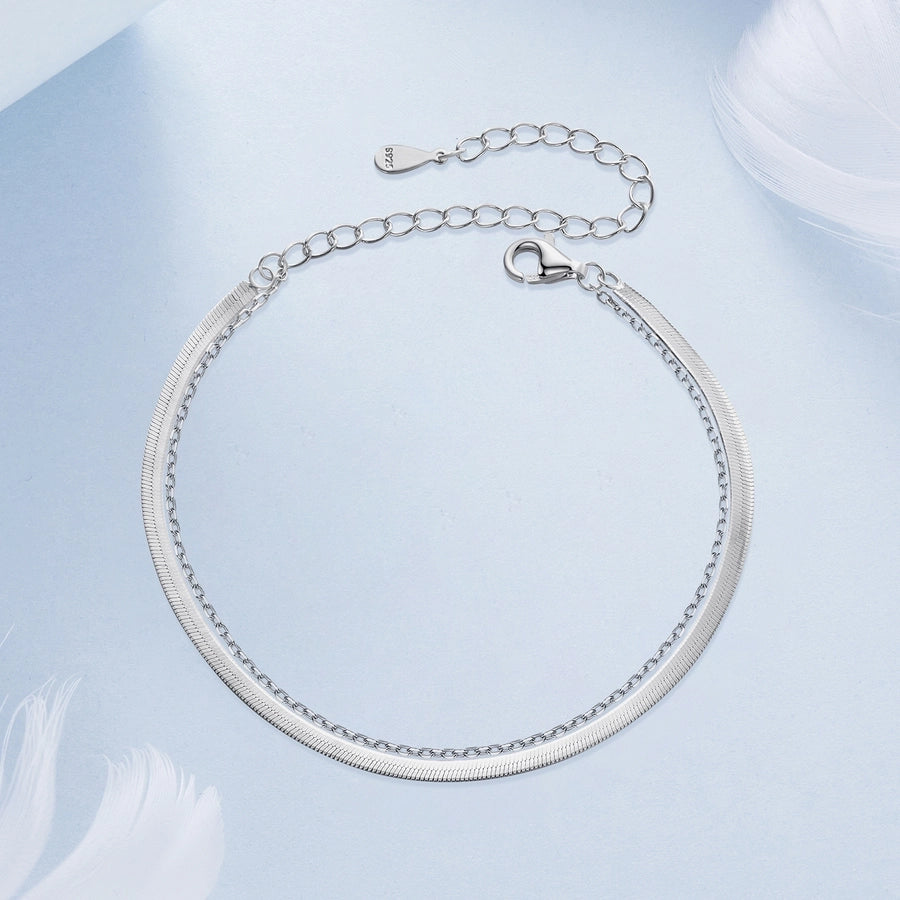 Sterling Silver Snake & Link Layer Bracelet