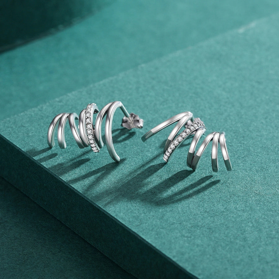 Sterling Silver Abstract Spiral Stud