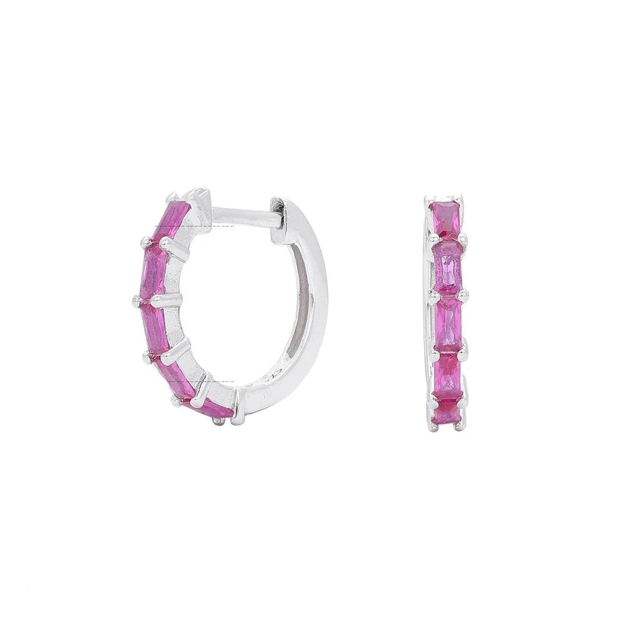 Sterling Silver Retro Hoop Earrings in 9 Colours