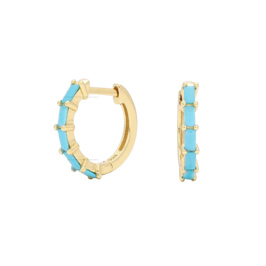 Sterling Silver Retro Hoop Earrings in 9 Colours
