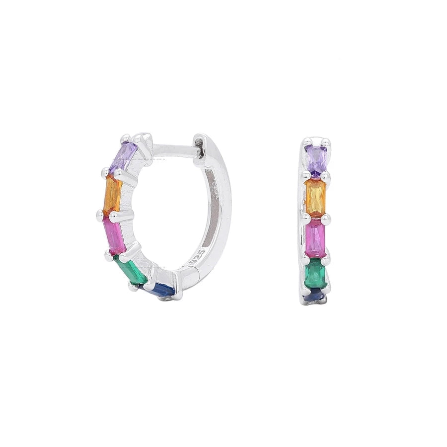 Sterling Silver Retro Hoop Earrings in 9 Colours